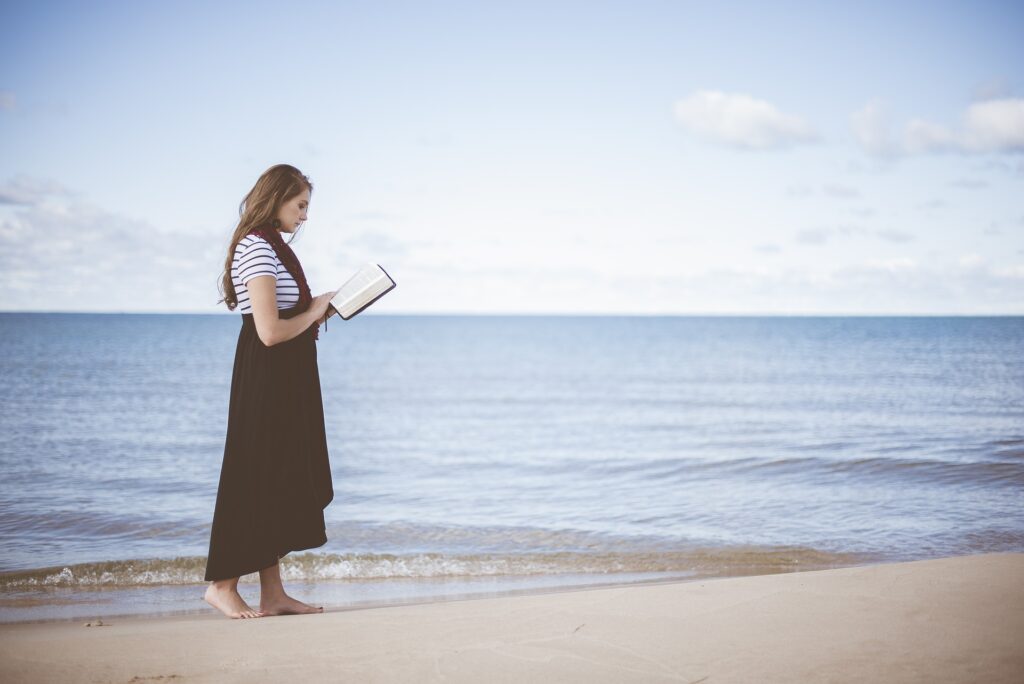 reading on beach